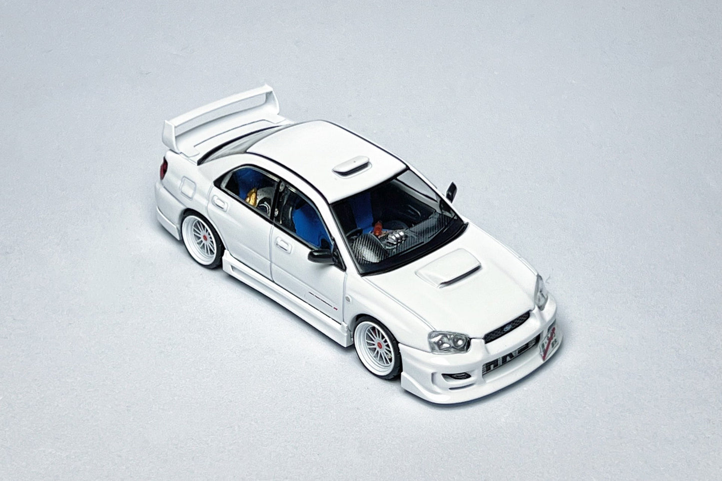 Custom 1:64 Subaru Impreza WRX STI white diecast model with VKS Type 1 kit