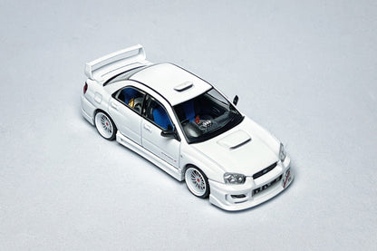 Custom 1:64 Subaru Impreza WRX STI white diecast model with VKS Type 1 kit