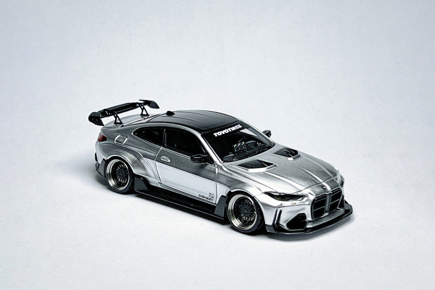 SW BMW G82 M4 ADRO Widebody 1:64 Alexander Silver Custom Diecast with Deep-Dish Wheels
