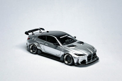 SW BMW G82 M4 ADRO Widebody 1:64 Alexander Silver Custom Diecast with Deep-Dish Wheels