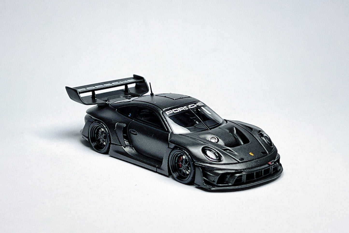 Custom 1:64 Porsche 911 992 GT3 R Rennsport full carbon black diecast model