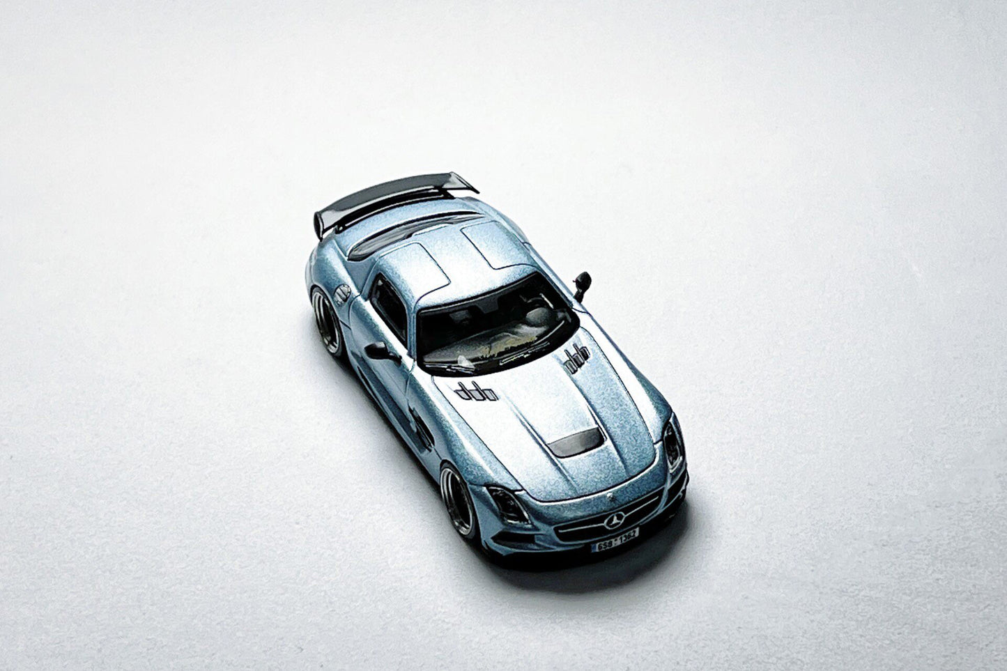 Custom 1:64 TW Mercedes-Benz SLS AMG Black Series matte ice blue diecast model