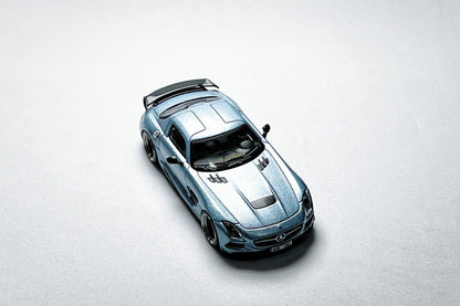 Custom 1:64 TW Mercedes-Benz SLS AMG Black Series matte ice blue diecast model