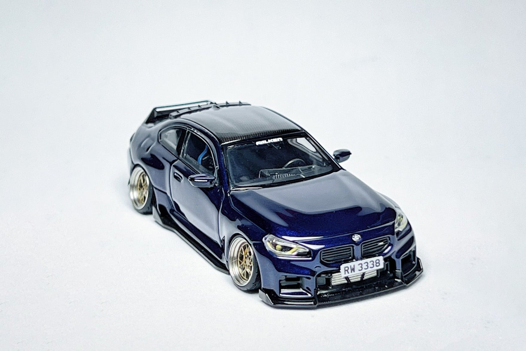 1:64 BMW M2 G87 Tanzanite Blue custom diecast model with license plate markings