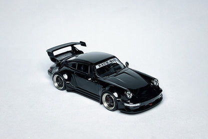Custom 1:64 Porsche RWB 964 Black Bird diecast model with RWB livery