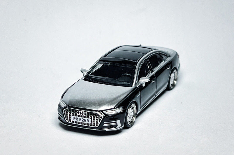 Maisto Audi A8 L Horch 1:64 Black & Silver Custom Diecast with Deep-Dish Bearing Wheels