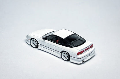 Custom 1:64 Nissan 180SX white diecast model with HSY kit