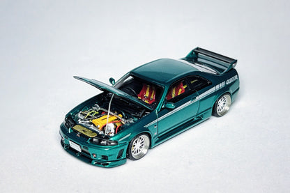 1:64 Nissan Skyline GT-R R33 400R green custom diecast