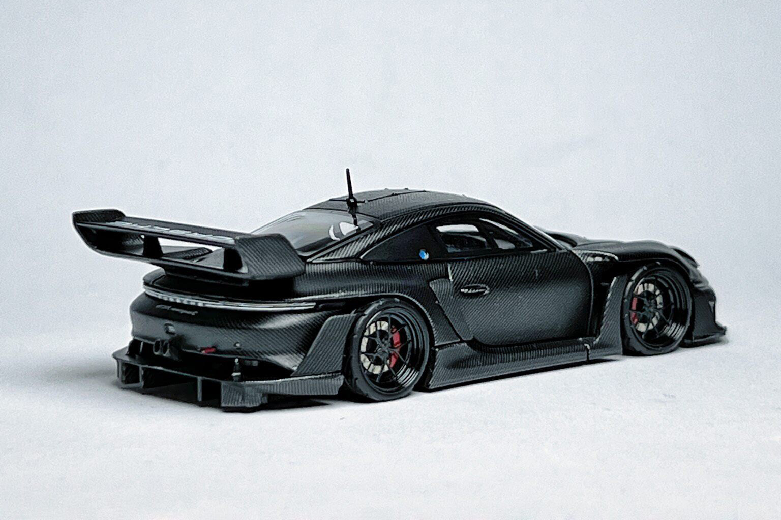 1:64 Porsche 911 992 GT3 R Rennsport full carbon black custom diecast with deep-dish wheels