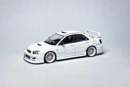 1:64 scale TLV-N337a Subaru Impreza WRX STI white custom diecast with VKS Type 1 kit and deep-dish wheels