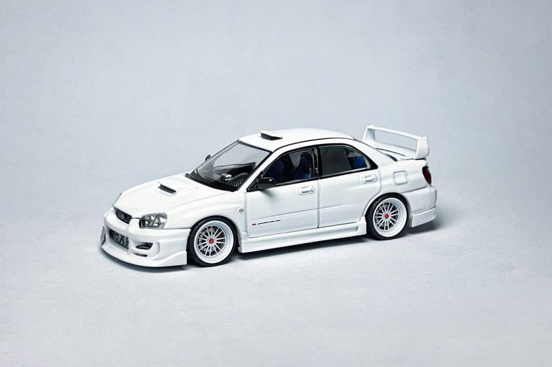 TLV-N337a Subaru Impreza WRX STI 1:64 White Custom Diecast with VKS Type 1 Kit & Deep-Dish Wheels