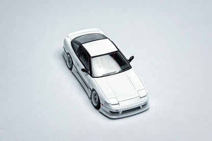 1:64 Nissan 180SX white custom diecast with deep-dish bearing wheels