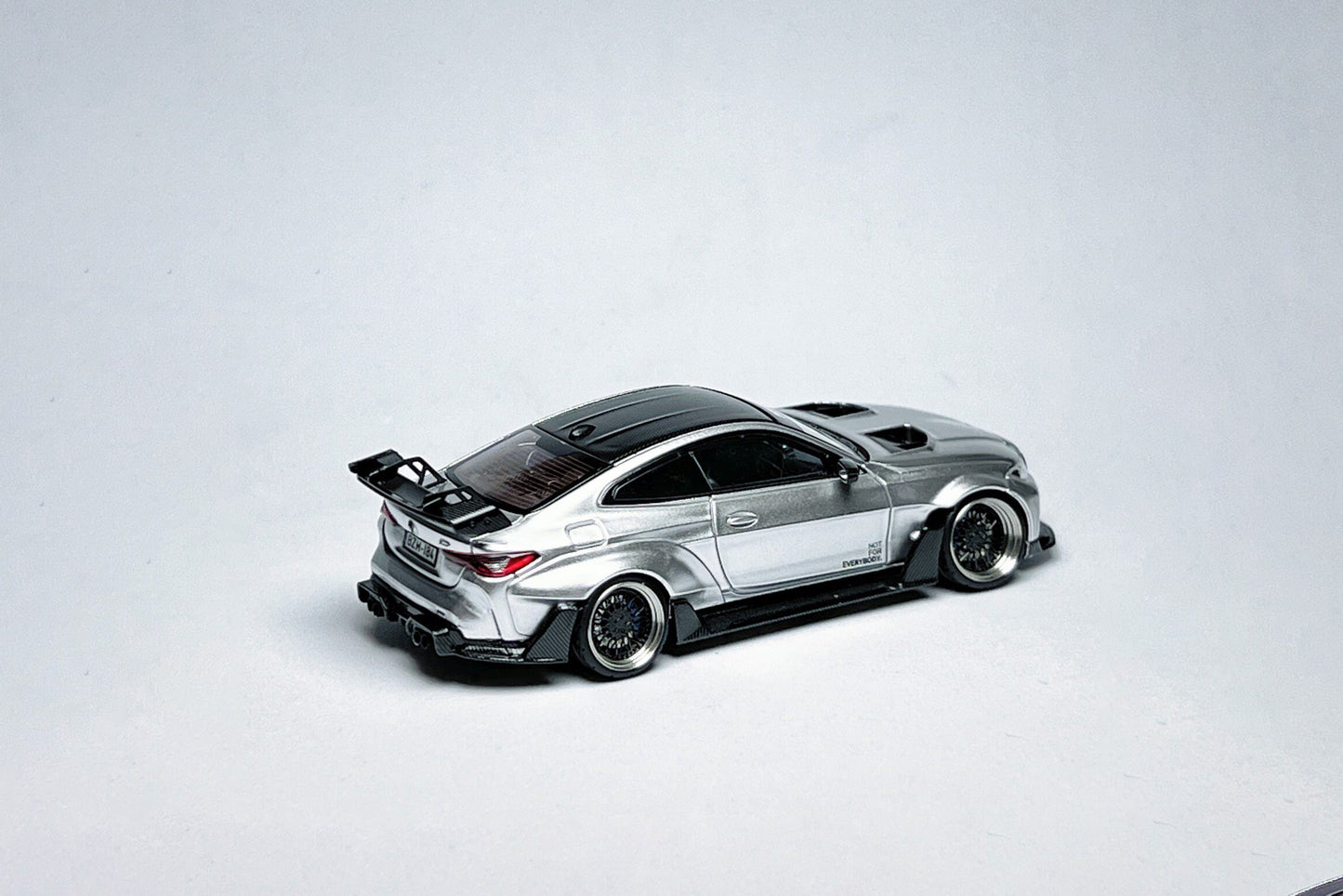 SW BMW G82 M4 ADRO Widebody 1:64 Alexander Silver Custom Diecast with Deep-Dish Wheels