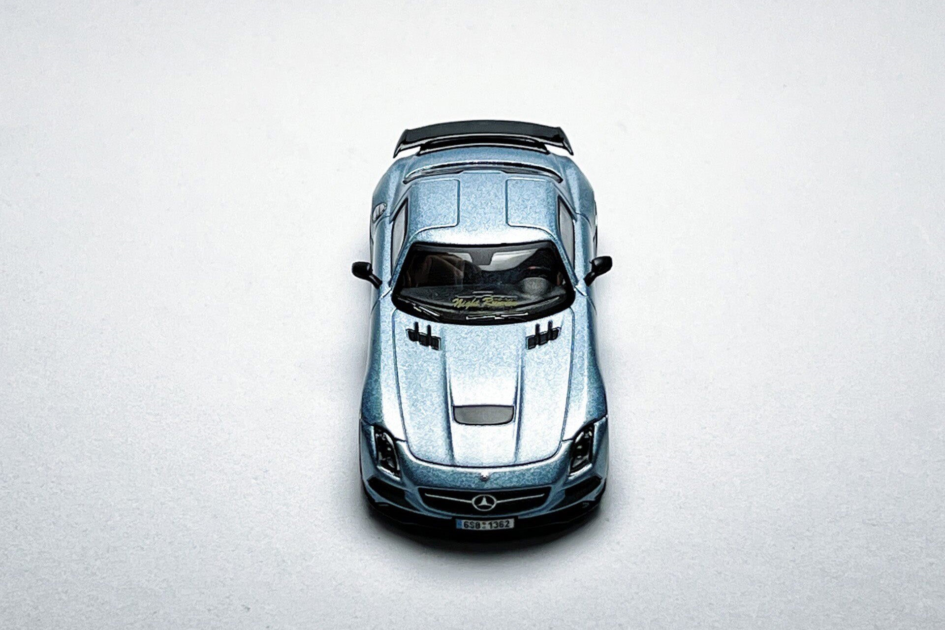 1:64 Mercedes-Benz SLS AMG Black Series matte ice blue custom diecast with visible text markings
