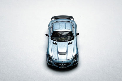 1:64 Mercedes-Benz SLS AMG Black Series matte ice blue custom diecast with visible text markings
