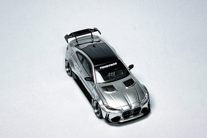 SW BMW G82 M4 ADRO Widebody 1:64 Alexander Silver Custom Diecast with Deep-Dish Wheels