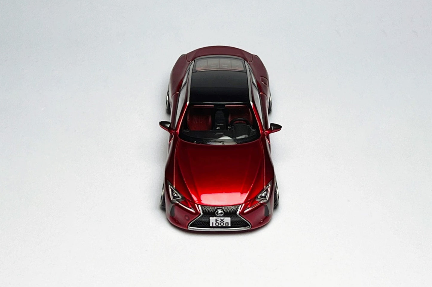 1:64 scale Lexus LC500h metallic red custom diecast with deep-dish bearing wheels