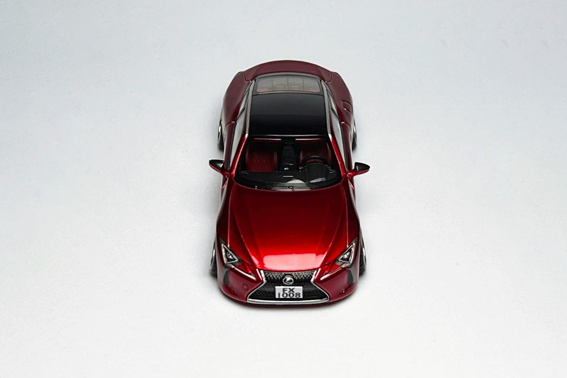 1:64 scale Lexus LC500h metallic red custom diecast with deep-dish bearing wheels
