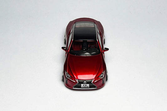 1:64 scale Lexus LC500h metallic red custom diecast with deep-dish bearing wheels