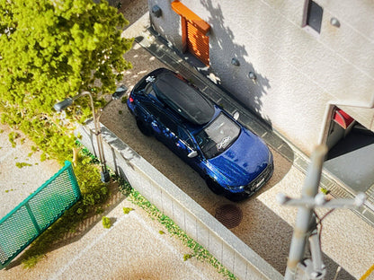 Custom 1:64 Audi RS6-R ABT 574 Navarra Blue diecast model with roof cargo box