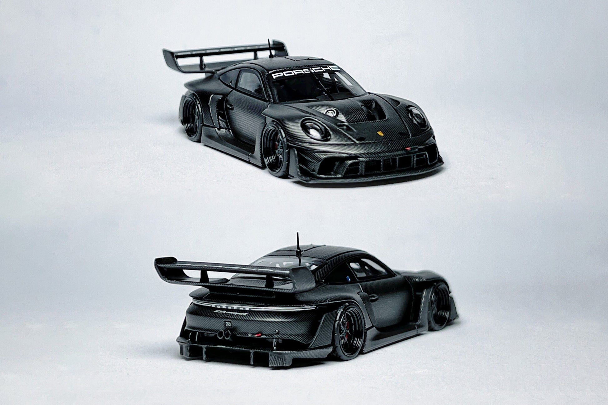 Custom 1:64 Porsche 911 992 GT3 R Rennsport full carbon black diecast model