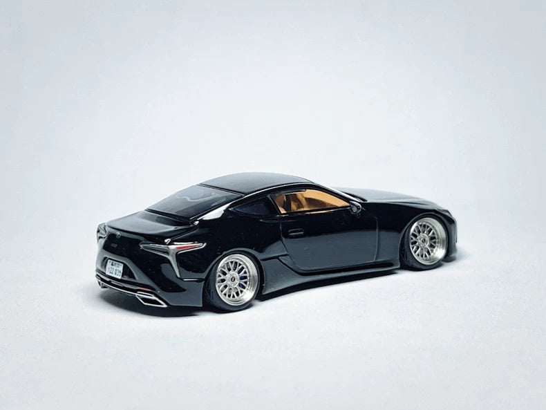Custom 1:64 Lexus LC500 black diecast model with deep-dish bearing wheels