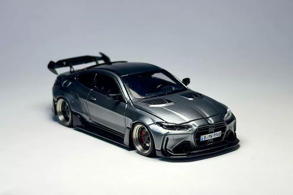1:64 scale BMW G82 M4 ADRO widebody limited edition 499pcs custom diecast with dynamic deep-dish wheels