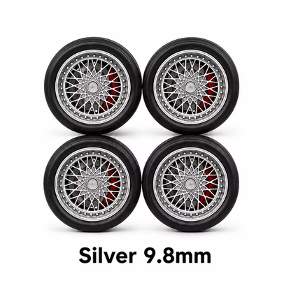 Silver 9.8mm wheel and tire for 1:64 model car