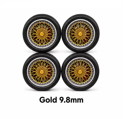 Gold 9.8mm wheel and tire for 1:64 model car