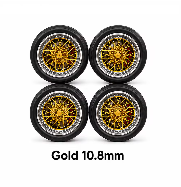 Gold 10.8mm wheel and tire for 1:64 model car
