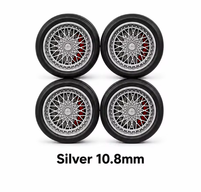 Silver 10.8mm wheel and tire for 1:64 model car