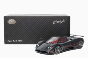 pagani zonda f gloss carbon black with red stripe 1:18 by almost real